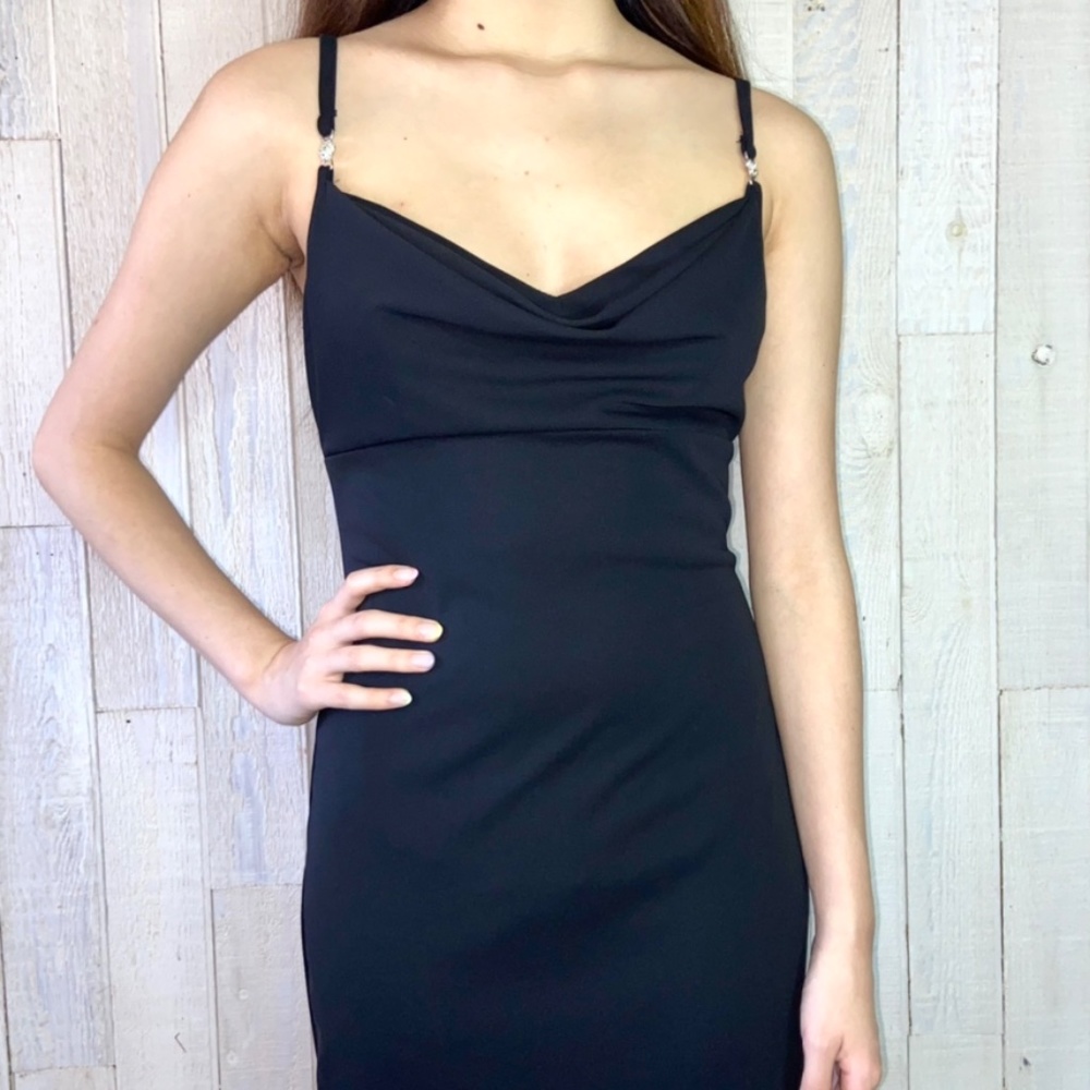 Vintage Windsor Black Cowl Neck Maxi Dress - Picture 2 of 4